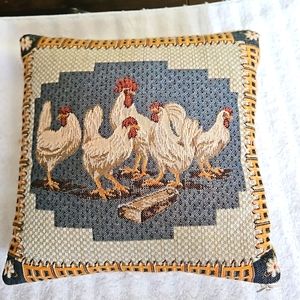 Bought in Germany.  A 9x9 pillow made with tapestry on the front